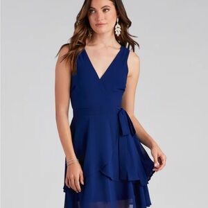 Windsor Navy Blue Chiffon Dress